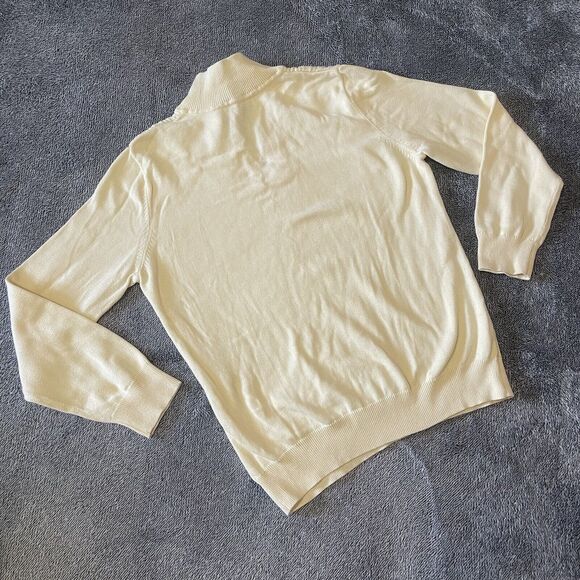 Karen Scott Womens Large Light Yellow Long Sleeve Collared Knit Pullover Sweater - Picture 5 of 5